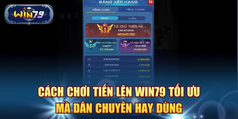 Minh họa chiến thuật chơi Tiến Lên Win79 cho người mới