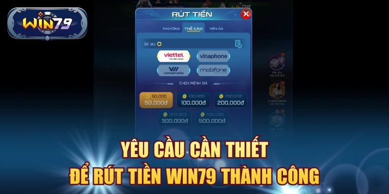 Điều kiện rút tiền Win79 gồm xác minh tài khoản số dư khả dụng và thông tin nhận tiền chính chủ